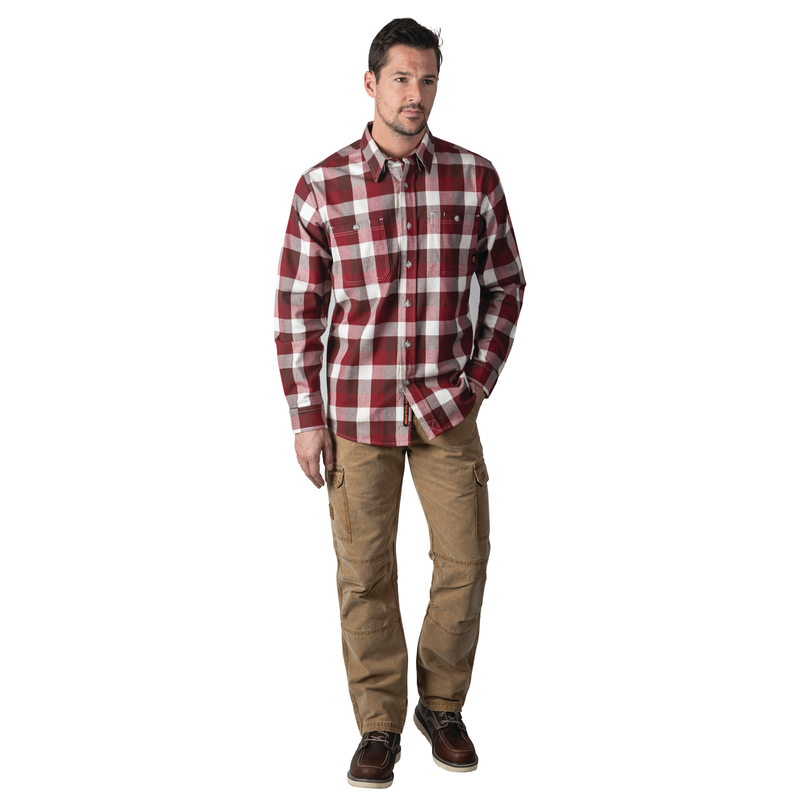 Longhorn Midweight Brushed Flannel Stretch Work Shirt image number 3
