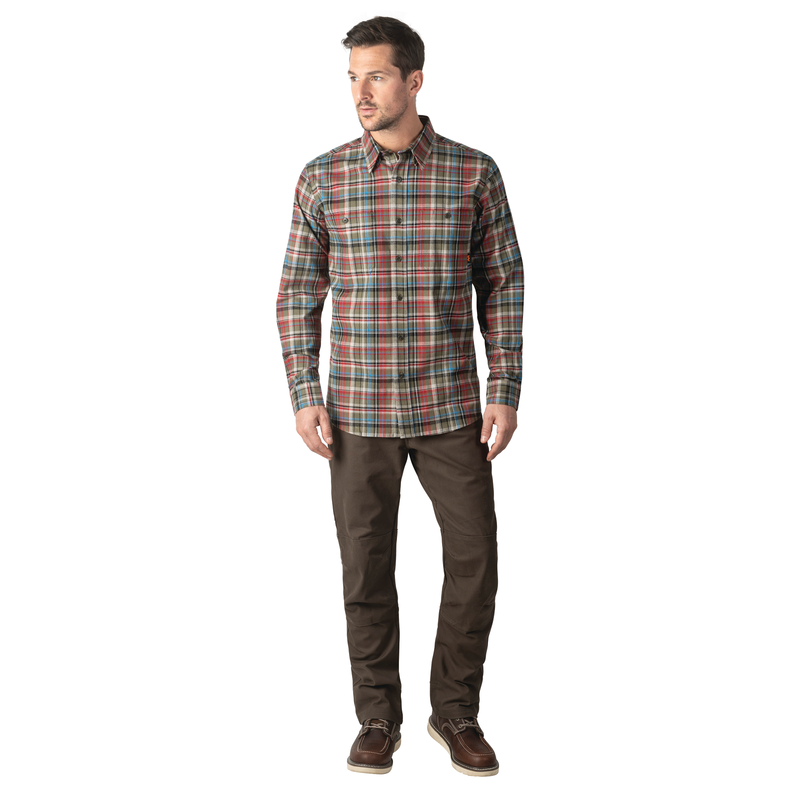 Longhorn Midweight Brushed Flannel Stretch Work Shirt image number 3
